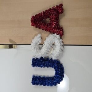 Red, White, Blue Tinsel USA Wall Decoration, NWT